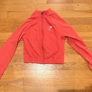 Gymshark Vital Seamless Midi Zip Up Jacket Velocity Red Marl Crop Top sz M